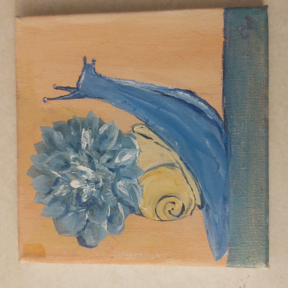 6x6 canvas painting. Snail succulent